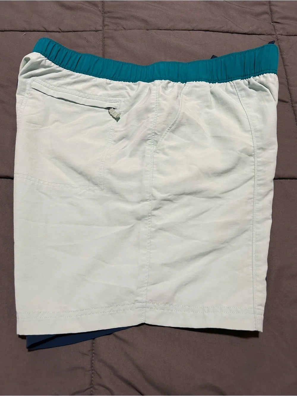 The North Face Colorblock Athletic Shorts - Teal, Navy & Light Mint Sz L